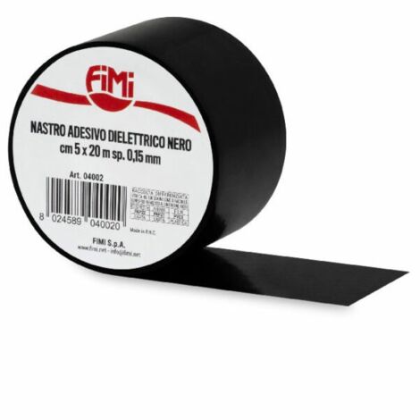 Nastro Adesivo Dielettrico Nero 5 cm x 20mt - spessore 0,15 mm- nastro isolante in PVC autoestinguente 04002