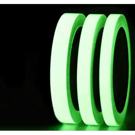 Nastro adesivo fluorescente - 10 mm x 10 m - Nastro riflettente fosforescente per l'uso al buio