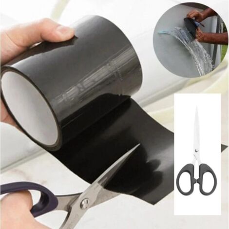 Nastro adesivo impermeabile super resistente con isolamento per fermare le perdite, nastro di riparazione autoadesivo per giunti autofissanti e isolamento dei condotti, 150 cm, confezione da 2, nero.