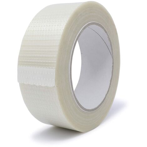 Nastro adesivo in fibra di vetro - Rinforzo e reggiatura, Nastro rinforzato, Rinforzato, Filamento per imballaggio - 5 cm x 20 m, Trasparente