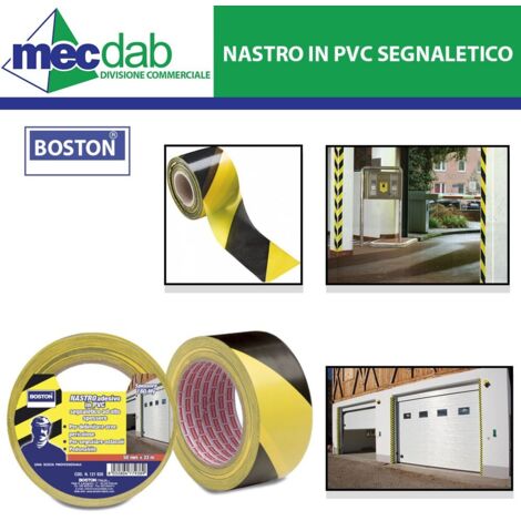 Nastro adesivo in pvc segnaletico giallo/nero 50mm x 33mt boston