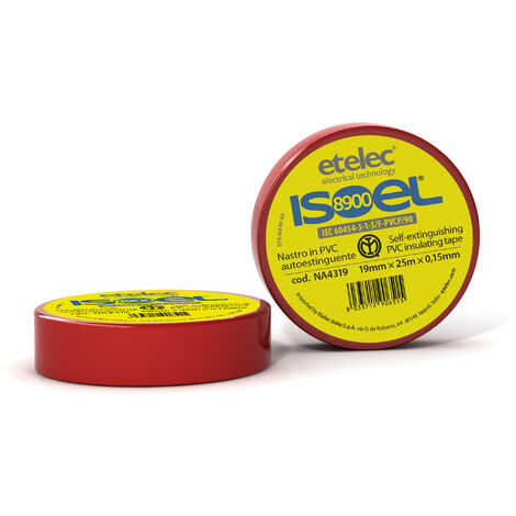 Nastro Adesivo Isolante PVC, Impiego Generale Protezione Connessioni Elettriche Cavi Bassa Tensione, Certificati IMQ, 19X25 MM