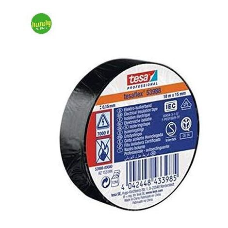 Nastro adesivo isolante Tesa professionale colore nero 15 mm x 10 metri
