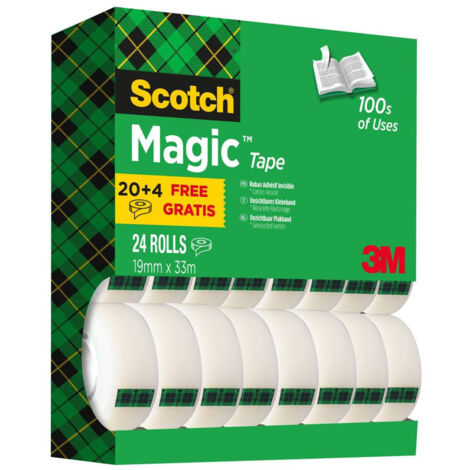 Nastro adesivo Magic Scotch 19mm x 33m, confezione da 24 pezzi