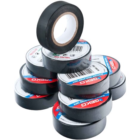 Nastro adesivo nero 10 rotoli 15mm x 10m Geco