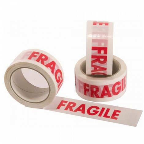 Nastro Adesivo per imballaggio stampato Fragile Polipropilene acrilico PPL - 66 mt x 50 mm Packaging - 50mm x 66MT (36 rotoli)