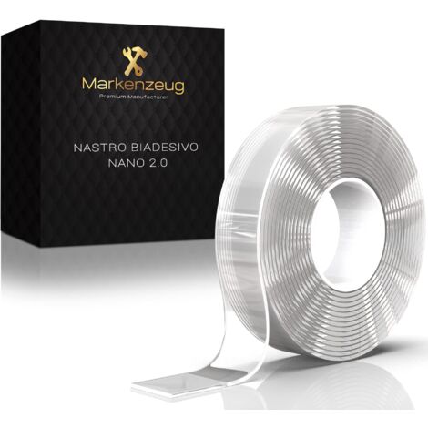 Nastro adesivo premium autoadesivo MARKENZEUG  Doppia faccia 3M resistente all'acqua  Montaggio extra forte  Largo 2 cm  Concetto migliorato 2023  Trasparente  Tapo, adesivi, zanzariere