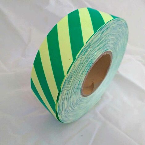 Nastro adesivo segnalazione luminescente da 50mm con stripe verdi Packaging - 50mm(5cm) x 5MT
