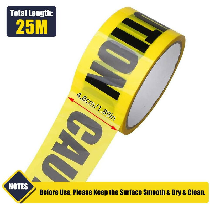 Image of Nastro adesivo segnaletico cantieri avvertenza giallo/nero con scritta CAUTION Packaging - 48mm(4,8cm) x 25MT