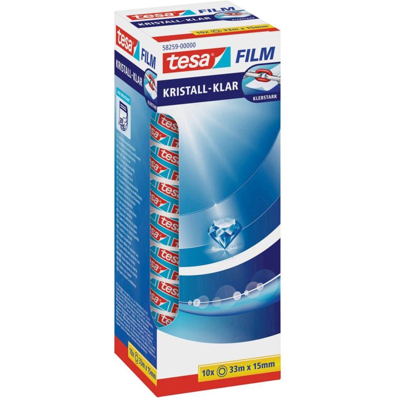 Image of 58259-00000-00 Nastro adesivo film Cristallino Trasparente (l x l) 33 m x 15 mm 10 pz. - Tesa