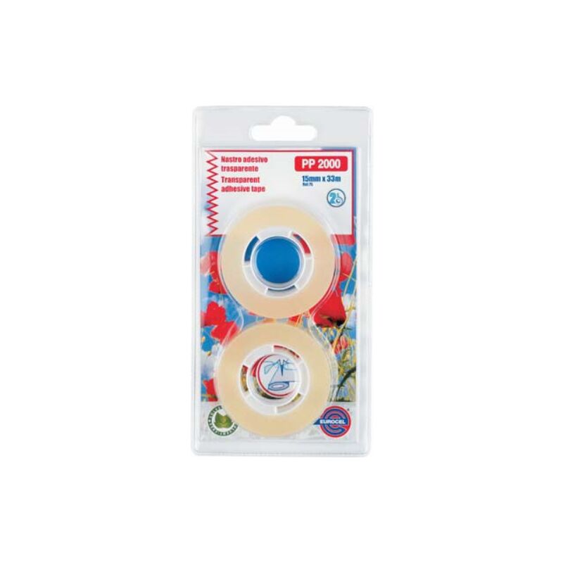 Image of Nastro adesivo trasparente casa duo self Eurocel ppl cf=pz 2 mm 15 ml 33 (24 confezioni) Eurocel