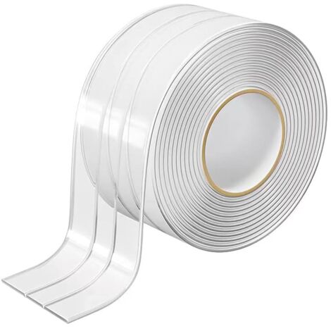 Nastro adesivo trasparente largo, impermeabile, per WC, bagno, lavandino, vasca da bagno, pavimento (larghezza 38 mm)