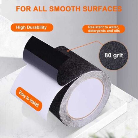 Nastro antiscivolo 10 cm x 5 m, nastro antiscivolo resistente per scale esterne/interne, nero