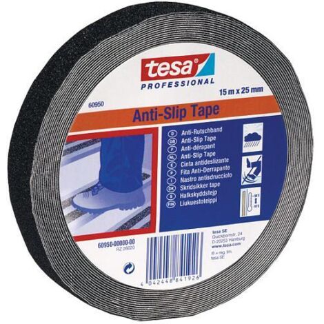Nastro antiscivolo autoadesivo per scale tesa 15m x 25mm nero