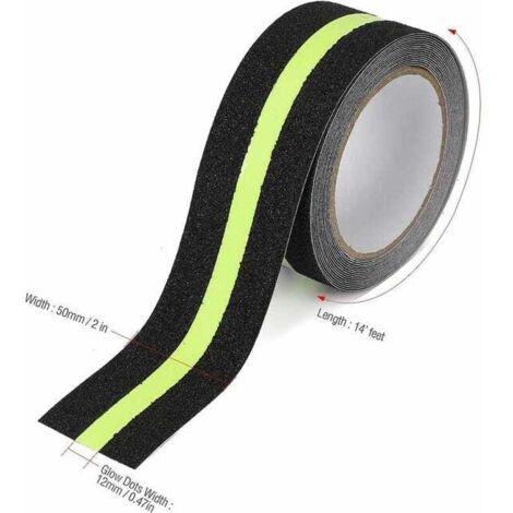 Nastro antiscivolo con pellicola luminosa che si illumina al buio, nastro di sicurezza, 5 m x 5 cm