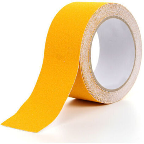 Nastro antiscivolo in PVC giallo, 5 m x 5 cm, per scale, gradini, pavimenti, decorazione di sicurezza.