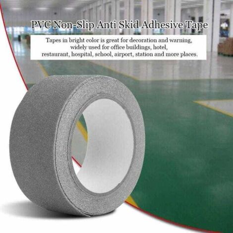 Nastro antiscivolo in PVC grigio da 5 m x 5 cm per scale, gradini, pavimenti, decorazioni di sicurezza