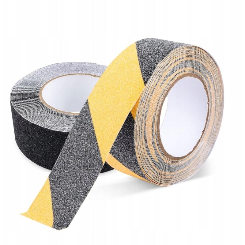 Nastro antiscivolo RUNEAY 2×10 m - nero e giallo, PEVA, autoadesivo