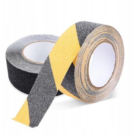 Nastro antiscivolo RUNEAY 2×10 m - nero e giallo, PEVA, autoadesivo