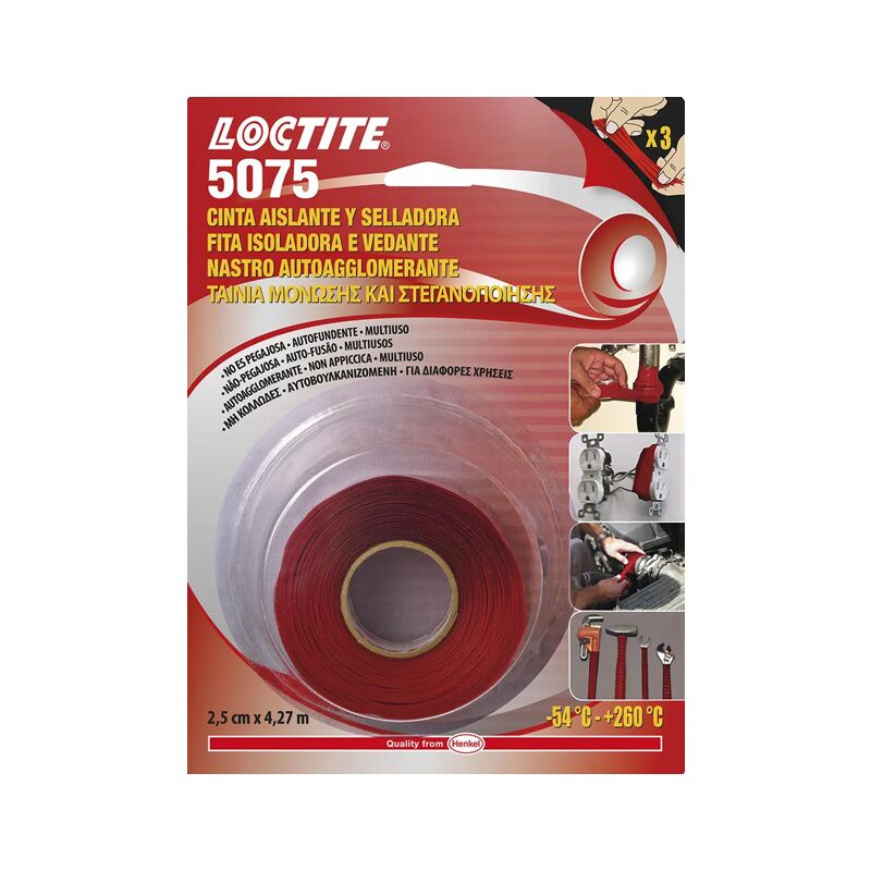 Image of Loctite - 5075 nastro autoaglomerante siliconico, sigillante idraulico lunghezza 4,27 metri in silicone.