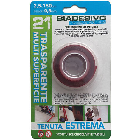NASTRO BIADESIVO 21 DA MM.25 X 1500 SPESSORE 1,0 TRASPARENTE OFFERTA