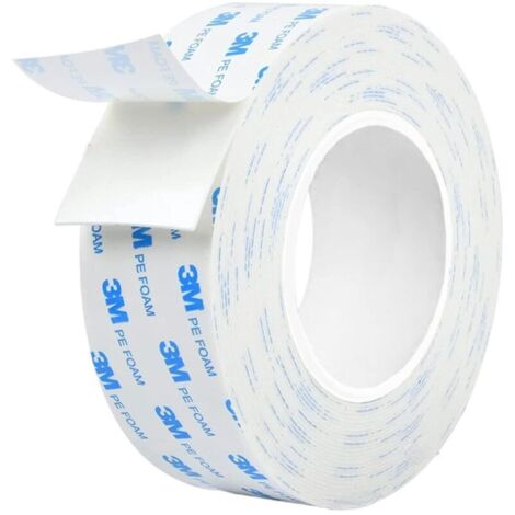 Nastro biadesivo 3M 1600T per interni ed esterni, impermeabile, resistente, in schiuma di PE, per fissaggio di oggetti e applicazioni permanenti - (20 mm x 3 m)