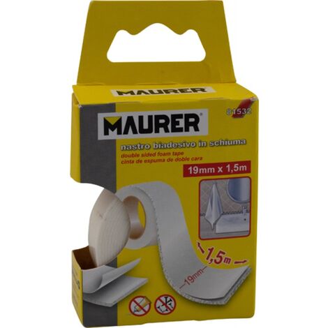 NASTRO BIADESIVO IN SCHIUMA BIANCO H19MM  1,5MT X INTERNO MAURER