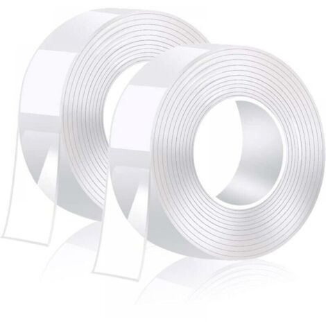 Nastro biadesivo super resistente da 1 mm di spessore, 3 mx2 cm, nastro adesivo riutilizzabile multifunzionale nano trasparente lavabile