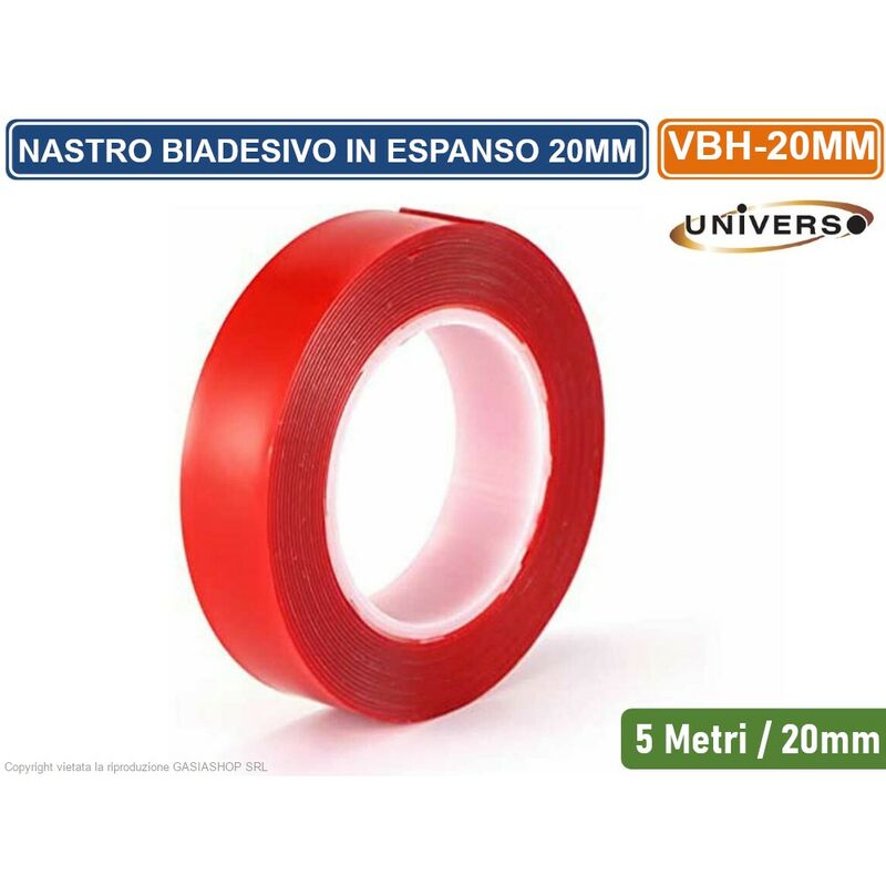 Nastro biadesivo trasparente in espanso vbh 5 metri 20MM spessore 0.5MM extra forte