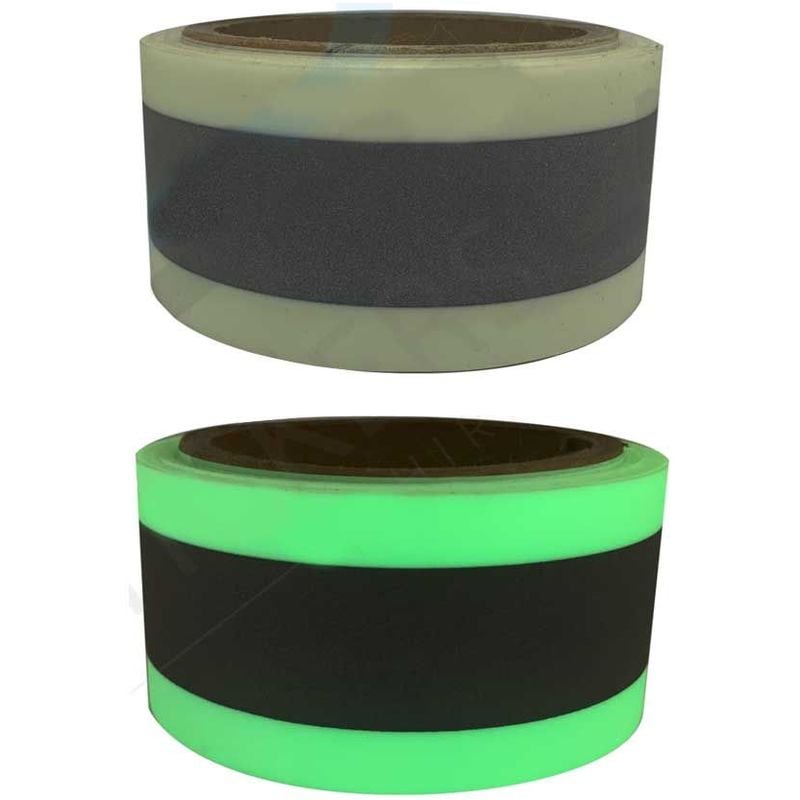 Image of Stickerslab - Nastro da cucire luminescente con banda rifrangente al centro da 50mm Larghezza - 50mm x 1MT