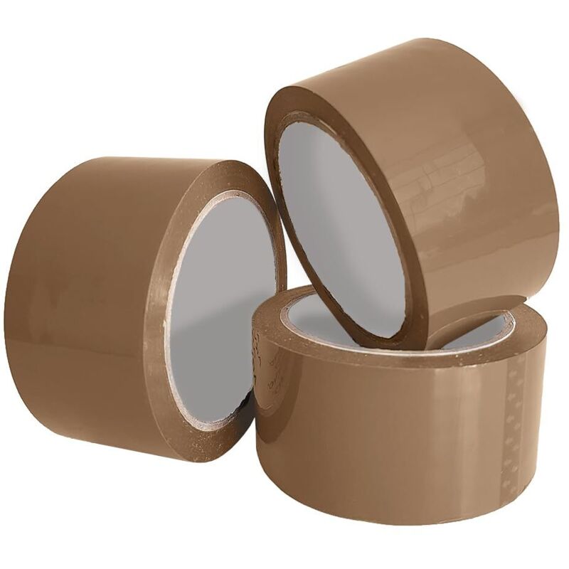 Image of Treetalk - Nastro da imballaggio 10 m x 48 mm - Nastro da imballaggio per pacchi e scatole di spedizione - Marrone, 6 rotoli
