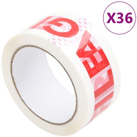 Nastro da Imballaggio 36pz Stampa FRAGILE Bianco 48 mm x 66 m vidaXL