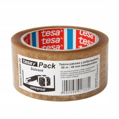 Nastro da imballaggio tesa SOLVENT 66m x 48mm trasparente