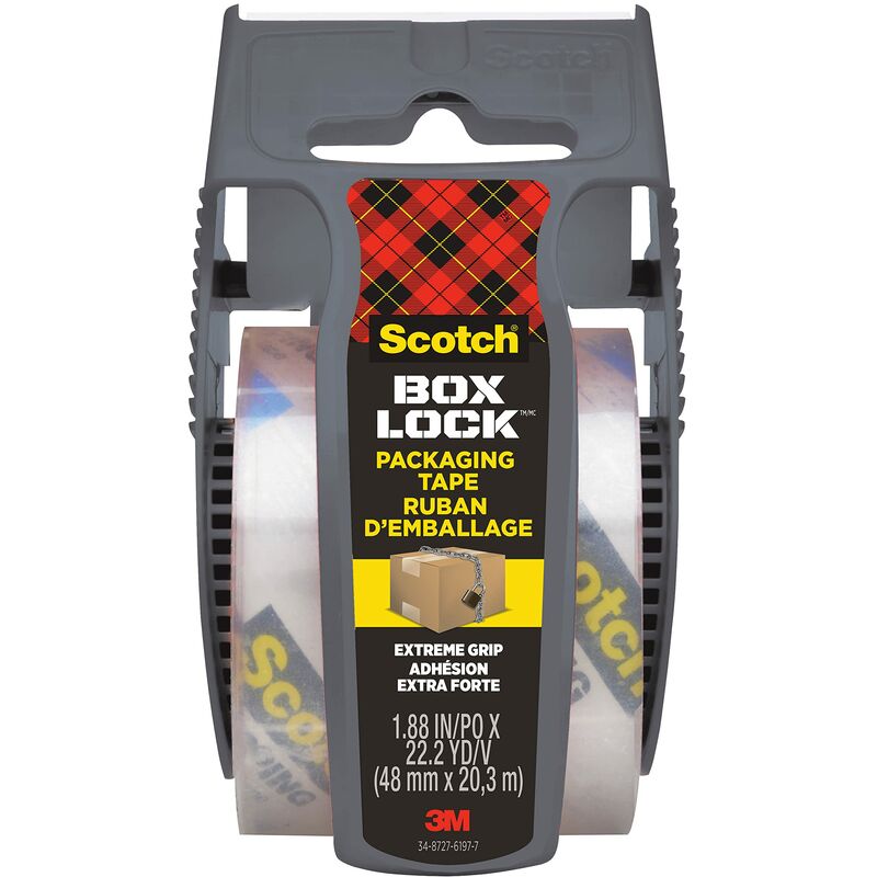 Image of Scotch Nastro da imballo Box Lock - 1 Rotolo con dispenser, 48 mm x 20,3 m - Nastro Adesivo per Chiudere Scatole, Cartoni e Pacchi