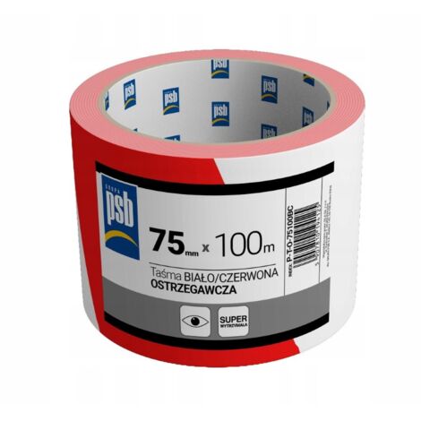 Nastro di avvertimento rosso e bianco 75 mm x 100 m