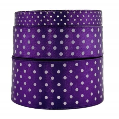 Nastro di raso a pois viola, rotolo da 12 mm e 22 m, per decorazioni