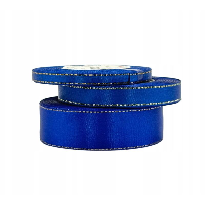 Nastro di raso blu oro rotolo 12 mm 22 m per decorazione