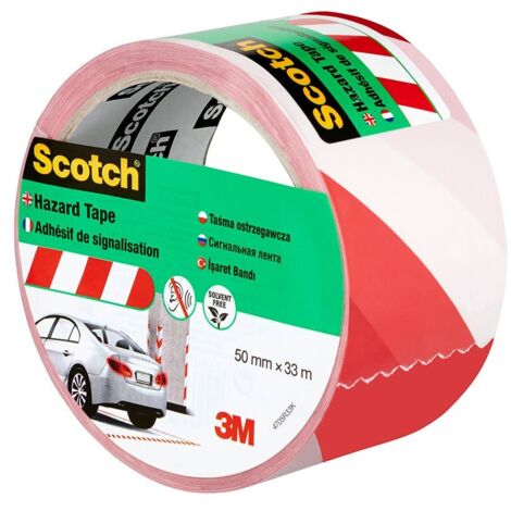 Nastro di segnalazione adesivo bianco e rosso, 50 mm x 33 m