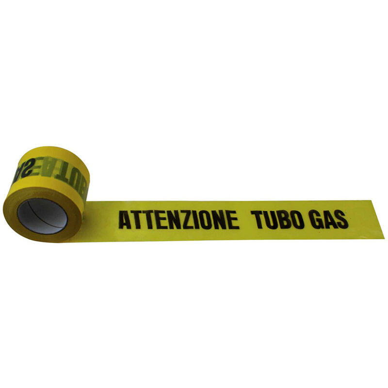 Image of Nastro di segnalazione sotterranea 'attenzione tubo gas' lunghezza 200 metri ed altezza 10CM colore giallo FT