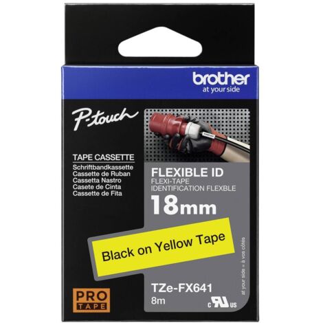 Nastro flessibile Brother TZe-FX TZe-FX641 Colore Nastro: Giallo Colore carattere:Nero 18 mm 8 m