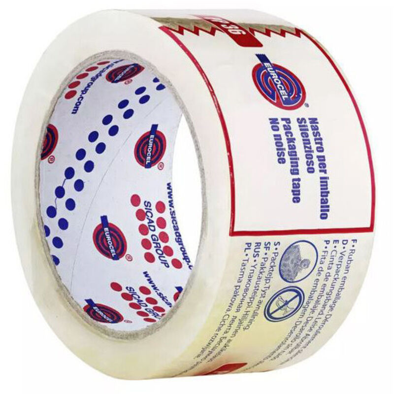 Cinta adhesiva de embalaje PP transparente 50x66 - Eurocel