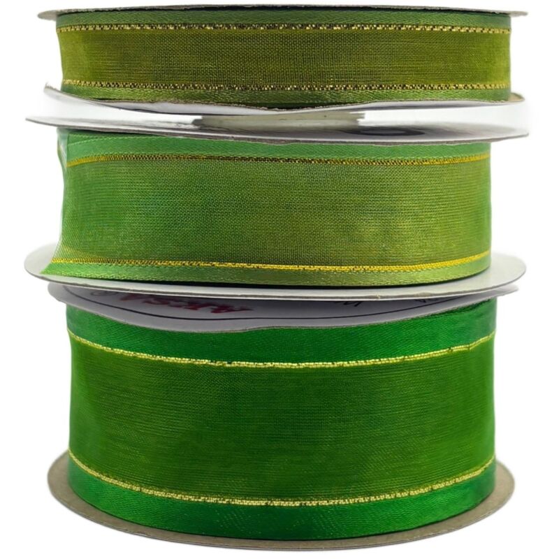 Nastro in chiffon verde oro, rotolo da 15 mm e 22 m per decorazione