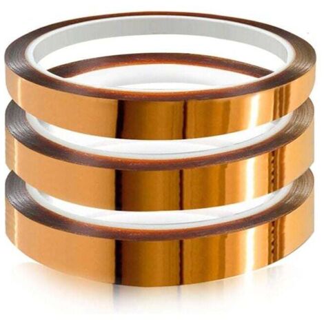 Nastro in pellicola di poliimmide da 3 pezzi, nastro resistente al calore, nastro Kapton, per stampante 3D, mascheratura, saldatura, isolamento di circuiti stampati (3 pezzi × 20 mm × 33 m)