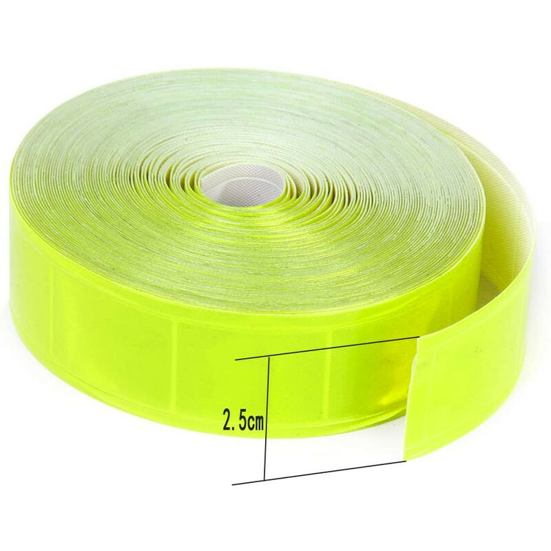 Nastro in pvc giallo rifrangente fluorescente da cucire sui vestiti 25/50mm Misura - 2,5cm x 5 Metri