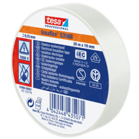 NASTRO ISOLAN.CERTIFICATO BIANCO MM.19(MT.25) TESA PZ 10,0