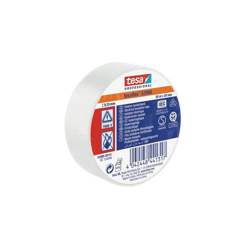 Image of Tesa - nastro pvc isolante imq bianco mm 25 ml 25