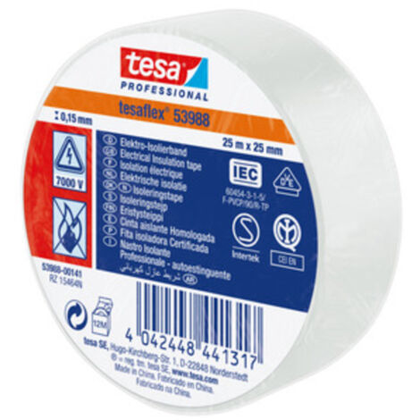 NASTRO ISOLAN.CERTIFICATO BIANCO MM.25(MT.25) TESA PZ 10,0