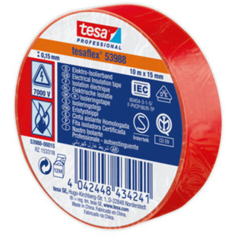NASTRO ISOLAN.CERTIFICATO ROSSO MM.15(MT.10) TESA PZ 10,0