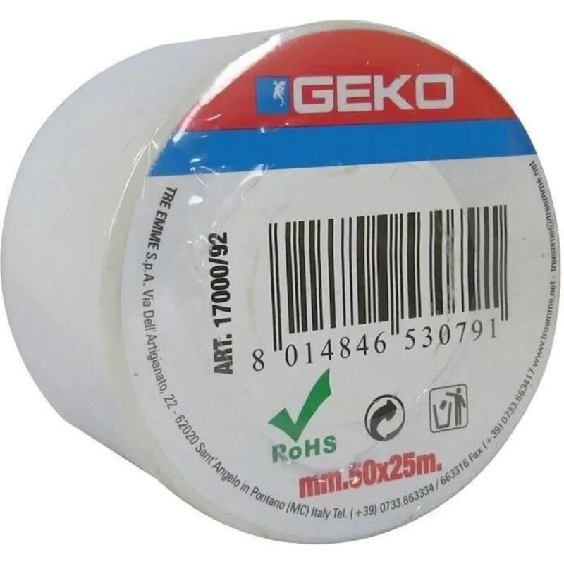 Geko Nastro adesivo isolante bianco 50 mm x 25 m PVC resistente