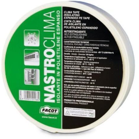Nastro isolante adesivo 50 mm x 10 m in polietilene espanso con rete per impianti di climatizzazione facot nastro clima clima0050